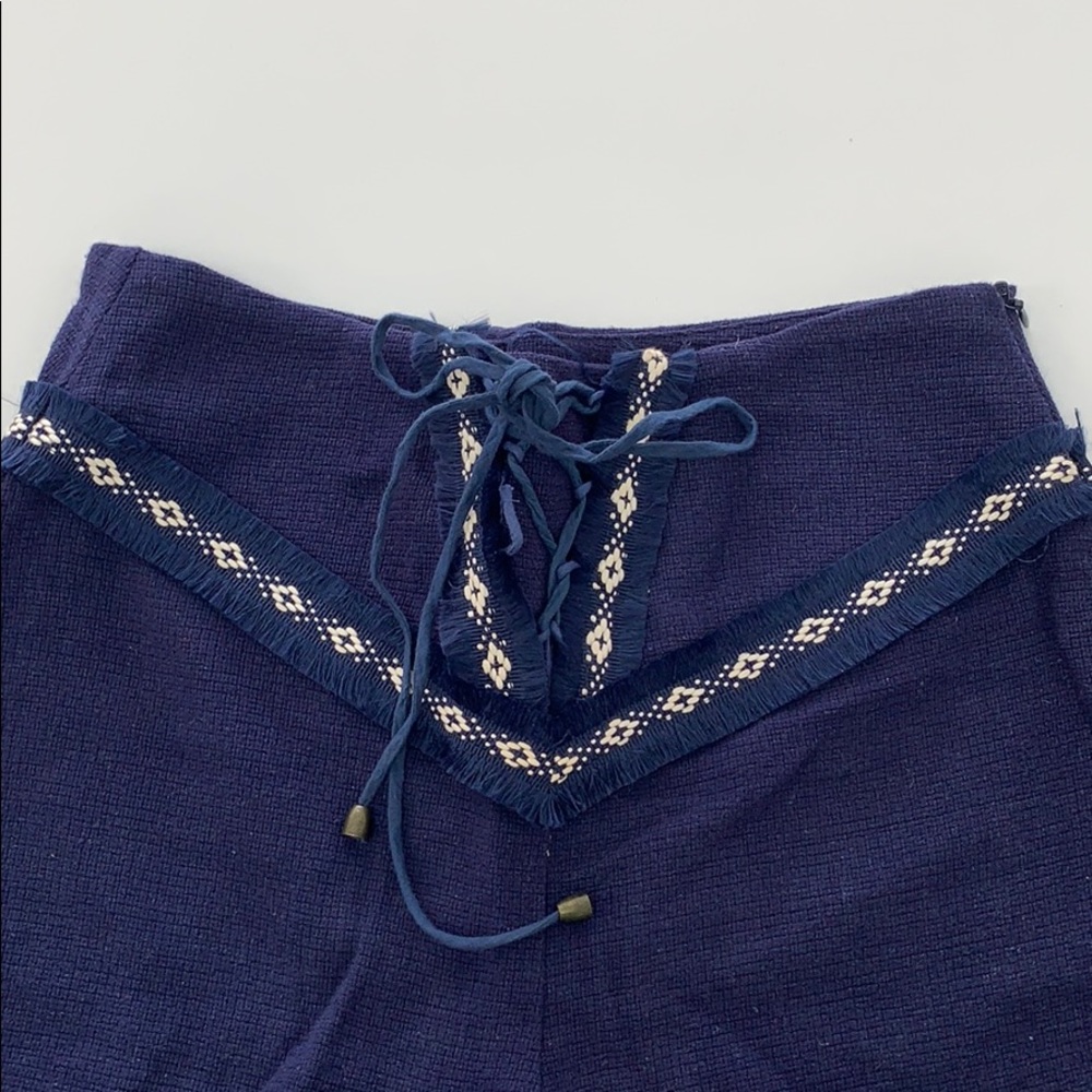 Blue Linen and Cotton Short
